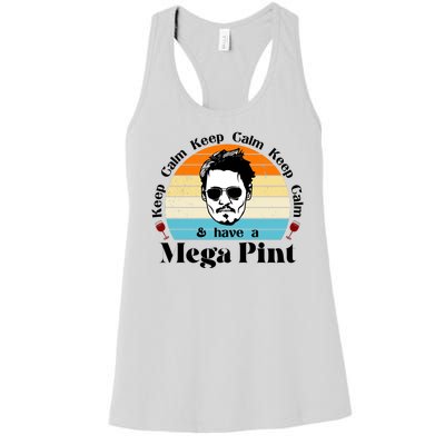 Keep Calm And Have A Mega Pint Johnny Depp Funny Women's Racerback Tank