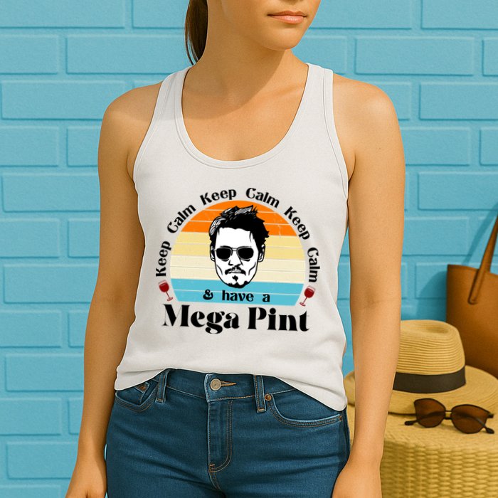 Keep Calm And Have A Mega Pint Johnny Depp Funny Womens Tank Top