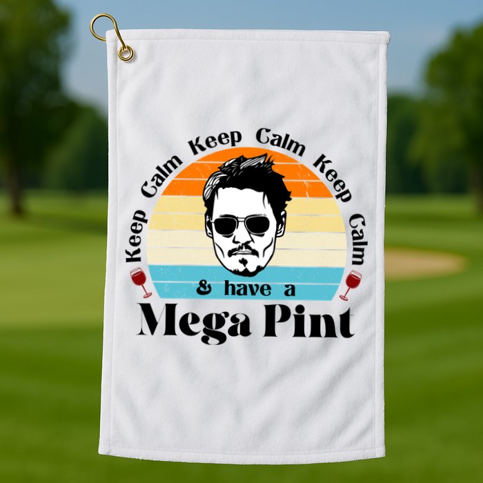 Keep Calm And Have A Mega Pint Johnny Depp Funny Golf Towel
