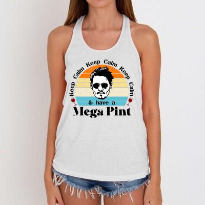 Keep Calm And Have A Mega Pint Johnny Depp Funny Women's Knotted Racerback Tank