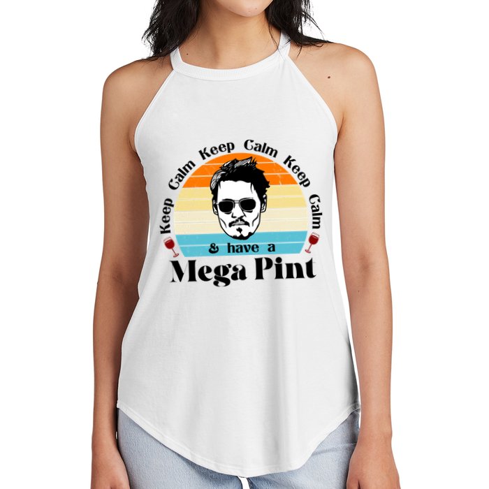 Keep Calm And Have A Mega Pint Johnny Depp Funny Women's Perfect Tri Rocker Tank