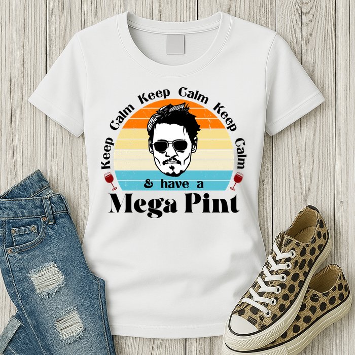 Keep Calm And Have A Mega Pint Johnny Depp Funny Womens T-Shirt