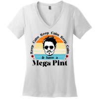 Keep Calm And Have A Mega Pint Johnny Depp Funny Women's V-Neck T-Shirt