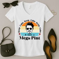 Keep Calm And Have A Mega Pint Johnny Depp Funny Women's V-Neck T-Shirt