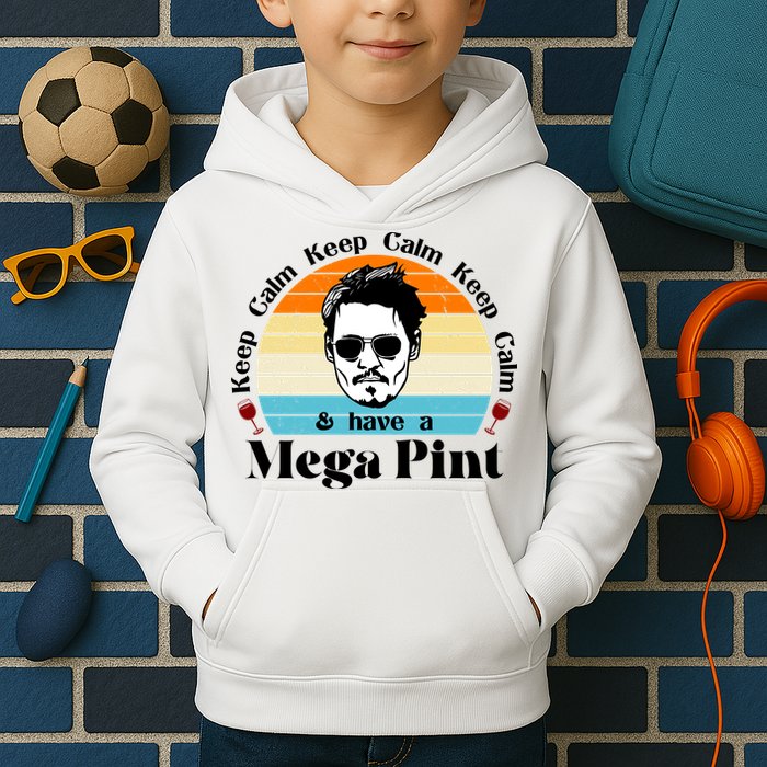 Keep Calm And Have A Mega Pint Johnny Depp Funny Kids Hoodie