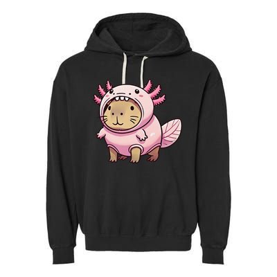 Kawaii Capybara Axolotl Garment-Dyed Fleece Hoodie