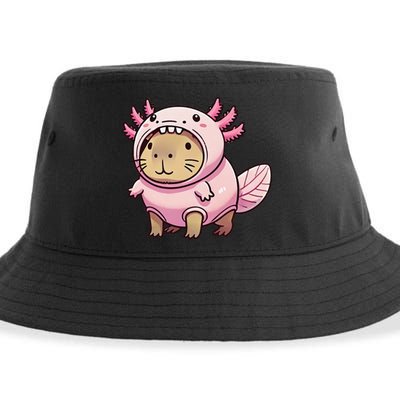 Kawaii Capybara Axolotl Sustainable Bucket Hat