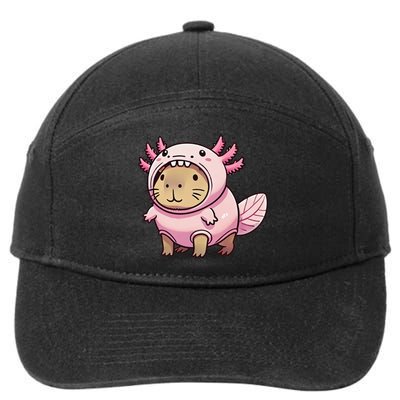 Kawaii Capybara Axolotl 7-Panel Snapback Hat