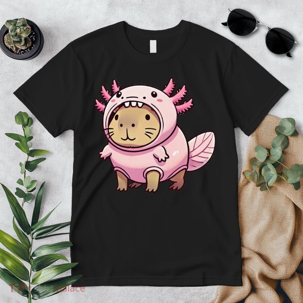 Kawaii Capybara Axolotl Premium T-Shirt