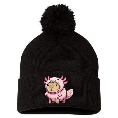 Kawaii Capybara Axolotl Pom Pom 12in Knit Beanie