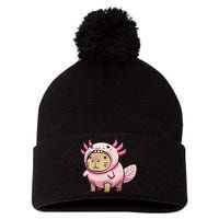 Kawaii Capybara Axolotl Pom Pom 12in Knit Beanie