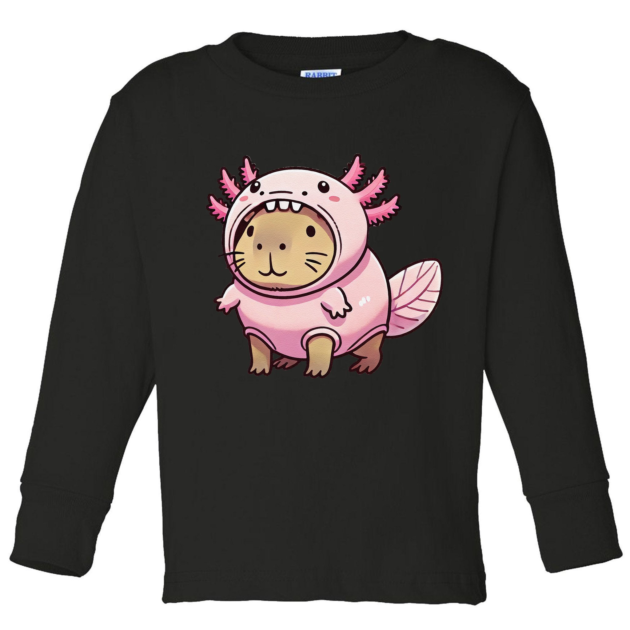 Kawaii Capybara Axolotl Toddler Long Sleeve Shirt