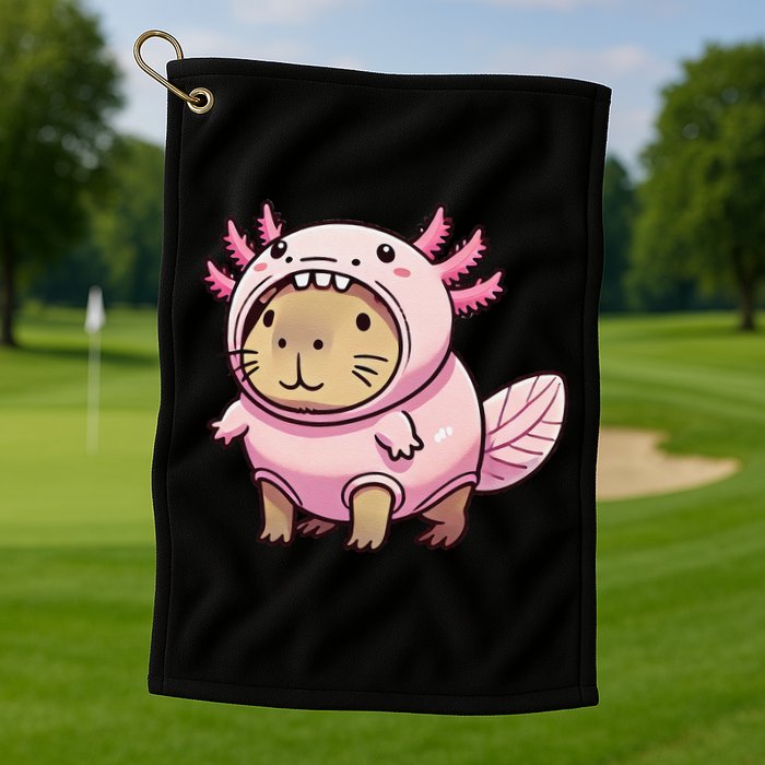 Kawaii Capybara Axolotl Golf Towel