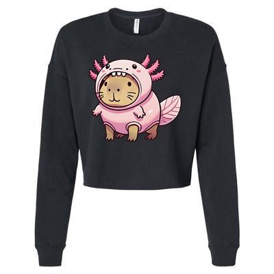Kawaii Capybara Axolotl Cropped Pullover Crew