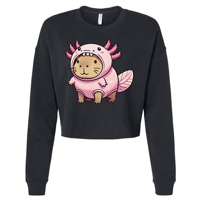 Kawaii Capybara Axolotl Cropped Pullover Crew