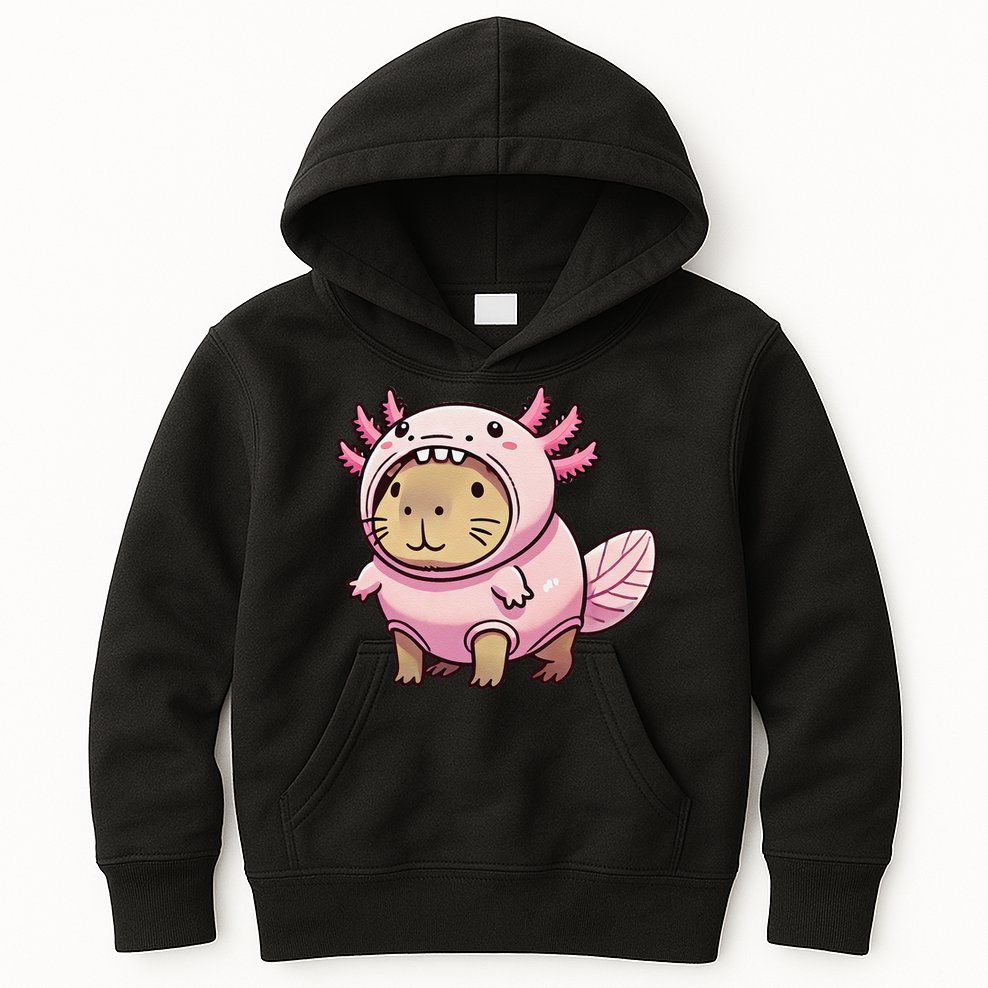 Kawaii Capybara Axolotl Kids Hoodie