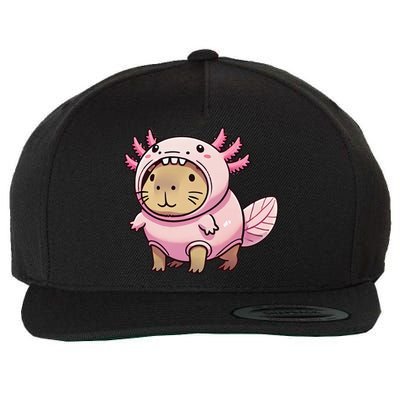 Kawaii Capybara Axolotl Wool Snapback Cap