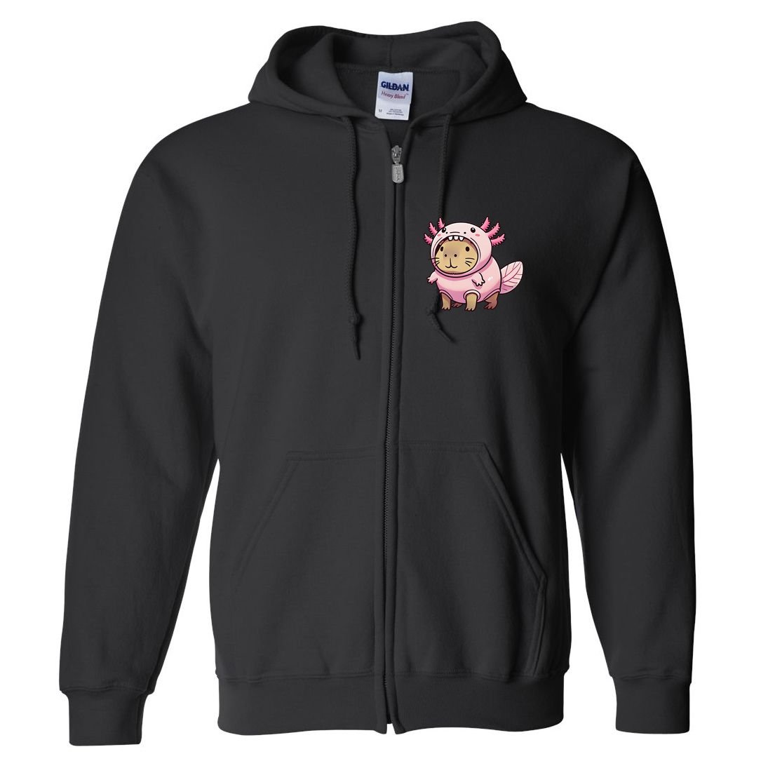 Kawaii Capybara Axolotl Full Zip Hoodie