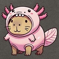 Kawaii Capybara Axolotl Cotton Canvas Backpack