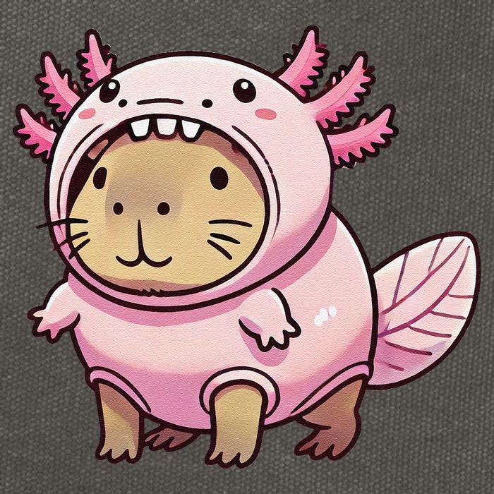 Kawaii Capybara Axolotl Cotton Canvas Backpack