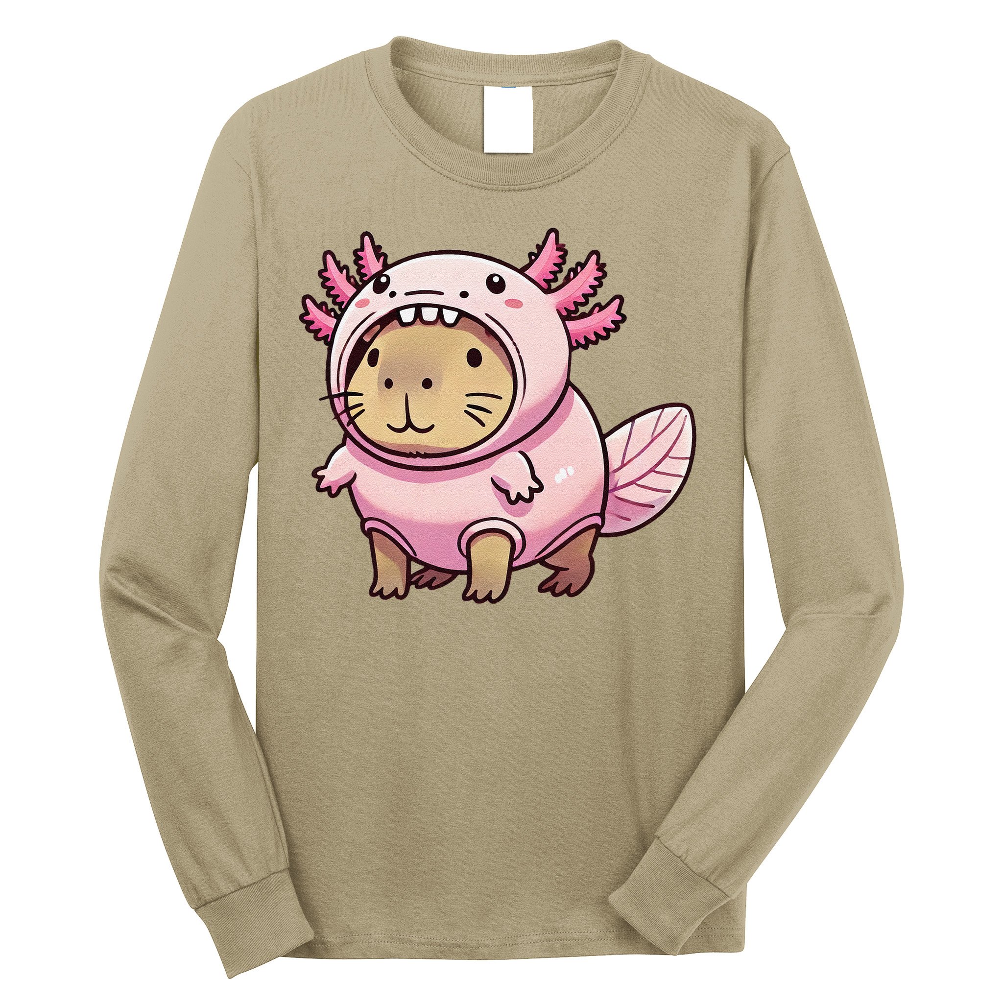 Kawaii Capybara Axolotl Long Sleeve Shirt