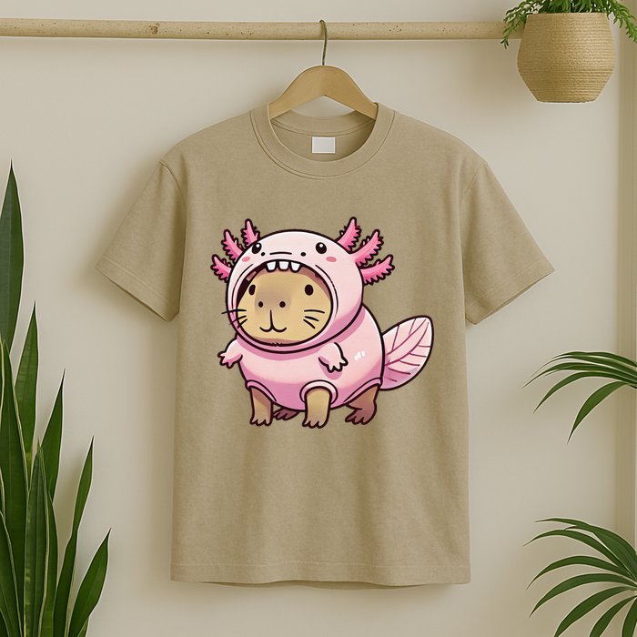 Kawaii Capybara Axolotl T-Shirt