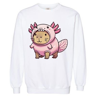 Kawaii Capybara Axolotl Garment-Dyed Sweatshirt