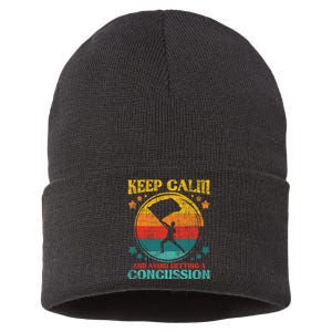 Keep Calm And Avoid Getting A Concussion - Retro Colorguard Sustainable Knit Beanie