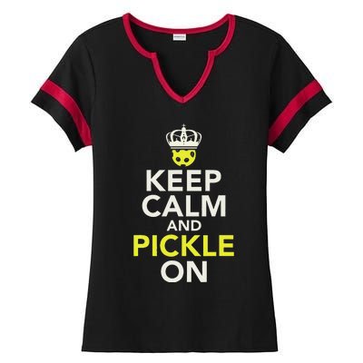 Keep Calm And Pickle On Ladies Halftime Notch Neck Tee