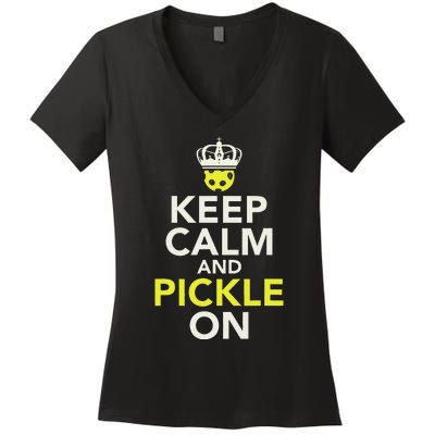 Keep Calm And Pickle On Women's V-Neck T-Shirt