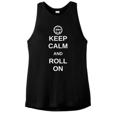 Keep Calm And Roll On Gift Ladies PosiCharge Tri-Blend Wicking Tank