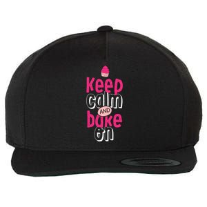 Keep Calm And Bake On Cute Funny Baker Love Baking Cupcake Gift Wool Snapback Cap