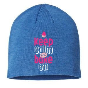 Keep Calm And Bake On Cute Funny Baker Love Baking Cupcake Gift Sustainable Beanie