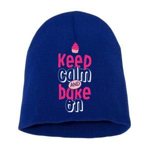 Keep Calm And Bake On Cute Funny Baker Love Baking Cupcake Gift Short Acrylic Beanie