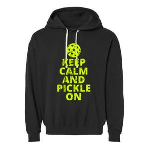 Keep Calm And Pickle On Pickleball Garment-Dyed Fleece Hoodie