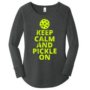 Keep Calm And Pickle On Pickleball Women's Perfect Tri Tunic Long Sleeve Shirt