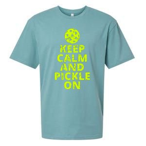 Keep Calm And Pickle On Pickleball Sueded Cloud Jersey T-Shirt