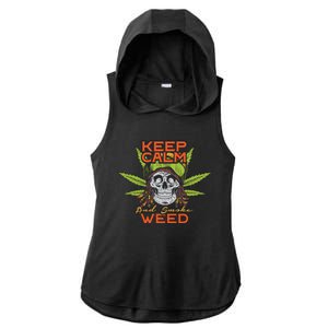 Keep Calm And Smoke Weed Ladies PosiCharge Tri-Blend Wicking Draft Hoodie Tank