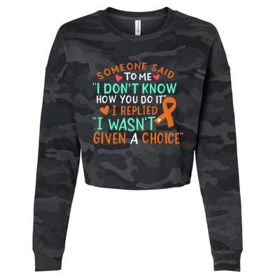 Kidney Cancer Awareness Ribbon Orange Fighter Chemo Cute Gift Cropped Pullover Crew