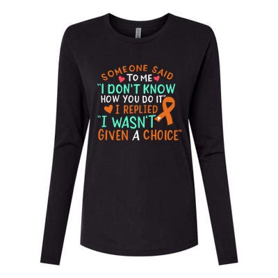 Kidney Cancer Awareness Ribbon Orange Fighter Chemo Cute Gift Womens Cotton Relaxed Long Sleeve T-Shirt