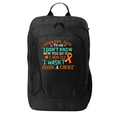 Kidney Cancer Awareness Ribbon Orange Fighter Chemo Cute Gift City Backpack