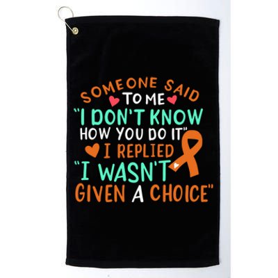 Kidney Cancer Awareness Ribbon Orange Fighter Chemo Cute Gift Platinum Collection Golf Towel