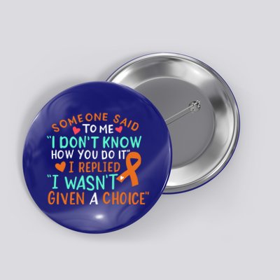 Kidney Cancer Awareness Ribbon Orange Fighter Chemo Cute Gift Button