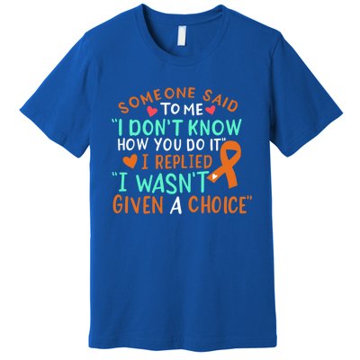 Kidney Cancer Awareness Ribbon Orange Fighter Chemo Cute Gift Premium T-Shirt