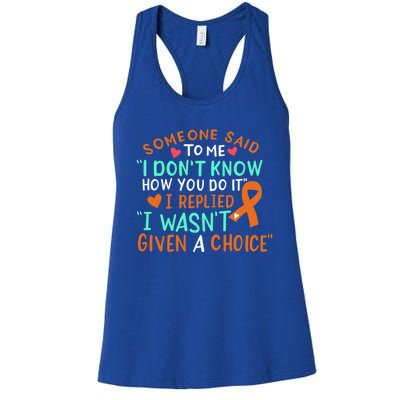 Kidney Cancer Awareness Ribbon Orange Fighter Chemo Cute Gift Women's Racerback Tank