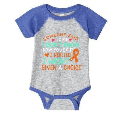 Kidney Cancer Awareness Ribbon Orange Fighter Chemo Cute Gift Infant Baby Jersey Bodysuit