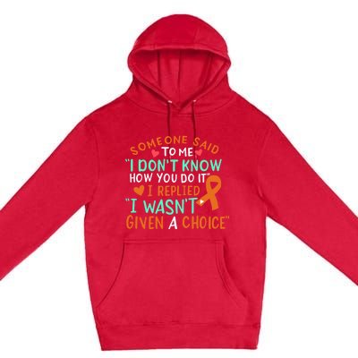 Kidney Cancer Awareness Ribbon Orange Fighter Chemo Cute Gift Premium Pullover Hoodie