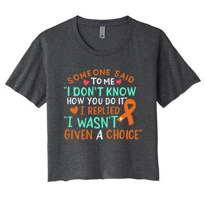 Kidney Cancer Awareness Ribbon Orange Fighter Chemo Cute Gift Women's Crop Top Tee