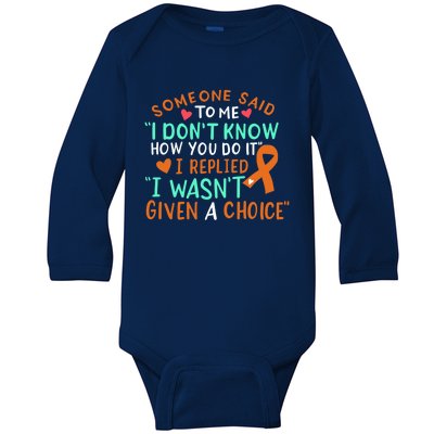 Kidney Cancer Awareness Ribbon Orange Fighter Chemo Cute Gift Baby Long Sleeve Bodysuit