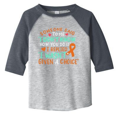 Kidney Cancer Awareness Ribbon Orange Fighter Chemo Cute Gift Toddler Fine Jersey T-Shirt